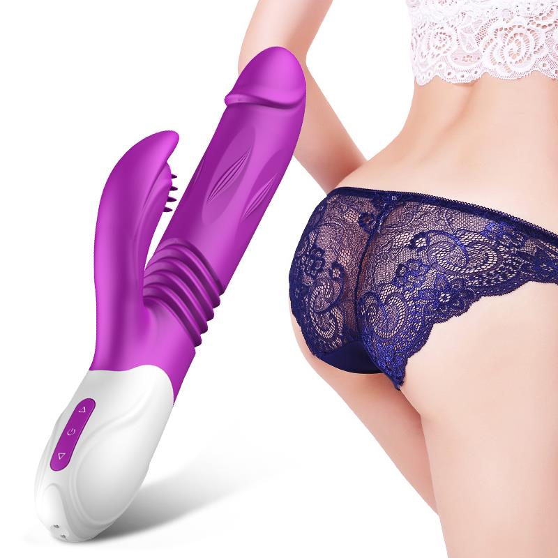 G-spot Vibrator - Siliconen - USB - 10 Functies + Expander en Stootfunctie - Luxe Kleurdoos - Paars