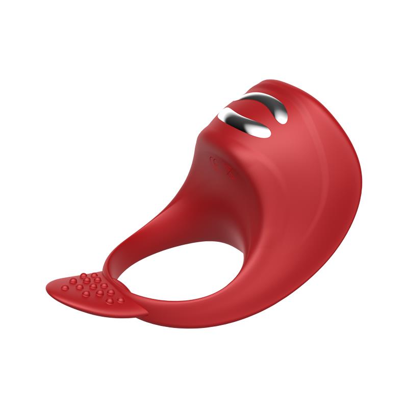 Vibrating Cock Ring with Electrostimulation - Silicone Ring - Red - USB - 7 Functions - Luxury Color Box