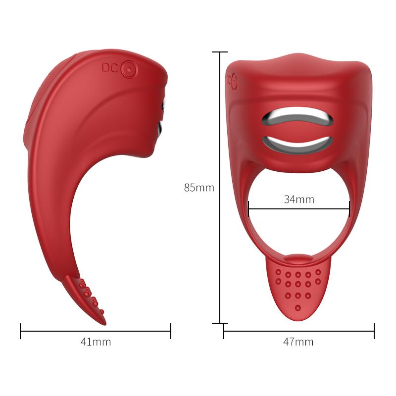 Vibrating Cock Ring with Electrostimulation - Silicone Ring - Red - USB - 7 Functions - Luxury Color Box