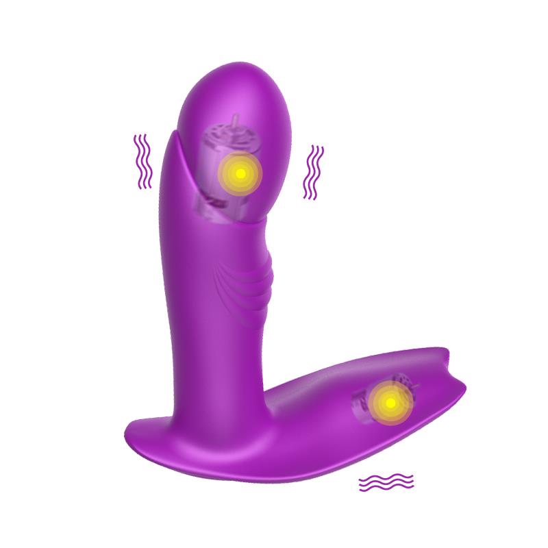Massager - Silicone Panty Vibrator - USB - 7 Functions / Heating / Impact Function - Luxury Gift Box - Purple
