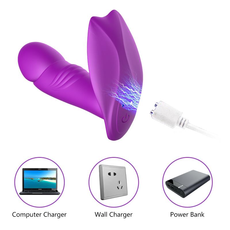 Massager - Silicone Panty Vibrator - USB - 7 Functions / Heating / Impact Function - Luxury Gift Box - Purple