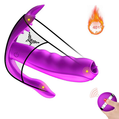 Remote Control Panty Vibrator - Warmtefunctie - Clitoris Stimulatiefunctie - 10 Functies - Oplaadbaar - Luxe Geschenkdoos - Paars