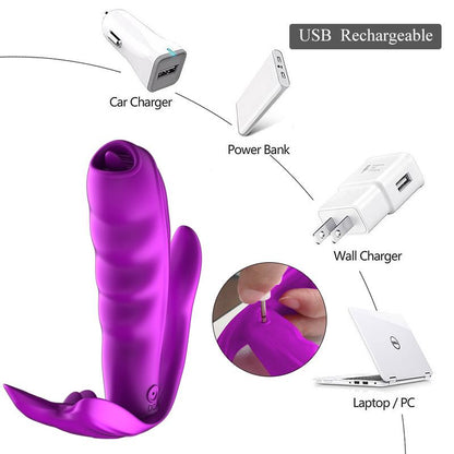 Remote Control Panty Vibrator - Heat Function - Clitoris Stimulation Function - 10 Functions - Rechargeable - Luxury Gift Box - Purple