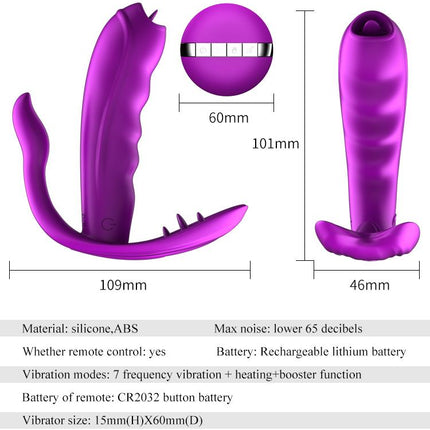 Remote Control Panty Vibrator - Warmtefunctie - Clitoris Stimulatiefunctie - 10 Functies - Oplaadbaar - Luxe Geschenkdoos - Paars