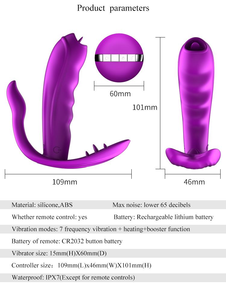 Remote Control Panty Vibrator - Heat Function - Clitoris Stimulation Function - 10 Functions - Rechargeable - Luxury Gift Box - Purple
