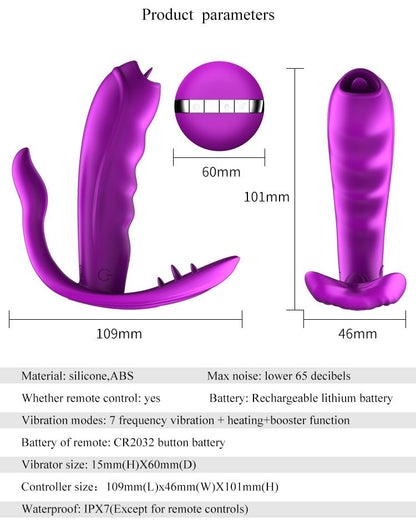 Remote Control Panty Vibrator - Warmtefunctie - Clitoris Stimulatiefunctie - 10 Functies - Oplaadbaar - Luxe Geschenkdoos - Paars