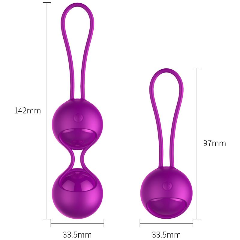 Remote Control Kegel Balls - 2 Balls and 1 Ball - 10 Functions - Rechargeable - Luxury Gift Box - Purple