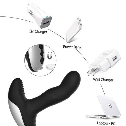 Boss of Toys - Vibrator - Siliconen Massager - USB - 7 Functies - Pulsator - Verwarming - Zwart - 63-00040