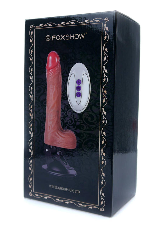 Remote Control Realistic Vibrator - Up &amp; Down - Rotating - Heat function - Wall mounting - Silicone - 10 Functions - 21 cm - Rechargeable - Luxury Gift Box - Skin color