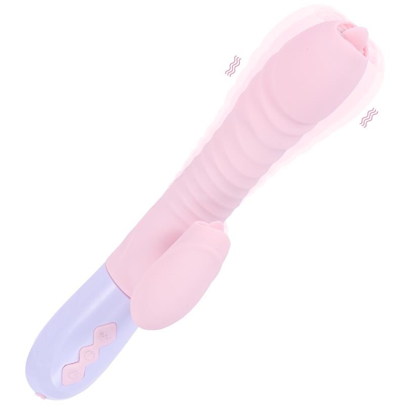Bossoftoys - 63-00051 - Wibrator-Silicone Vibrator - USB Rechargeable - 7 Functions and Thrusting Function - Heating - Pink