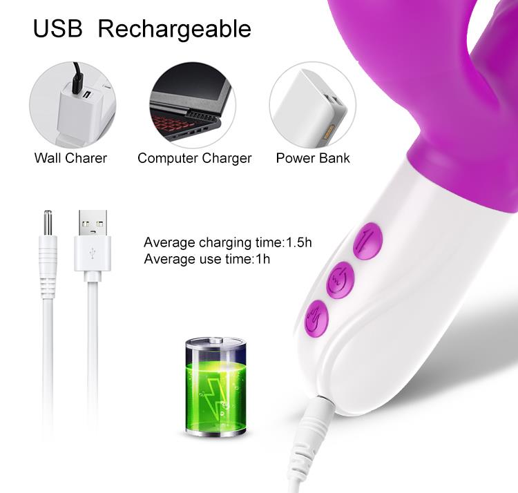 Airsucker &amp; G-spot Vibrator - Silicone - Up &amp; Down - 7 Functions - 23 cm - 3 Strokes - Heating - 7 Suction Frequencies - Luxury Gift Box - Purple