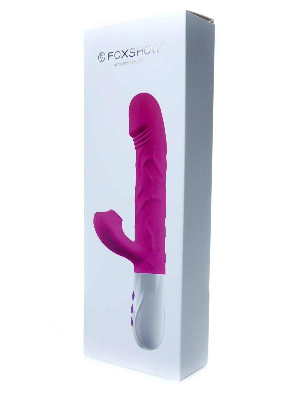 Airsucker & G-spot Vibrator - Siliconen - Op & Neer - 7 Functies - 23 cm - 3 Stoten - Verwarming - 7 Zuigfrequenties - Luxe Geschenkdoos - Paars