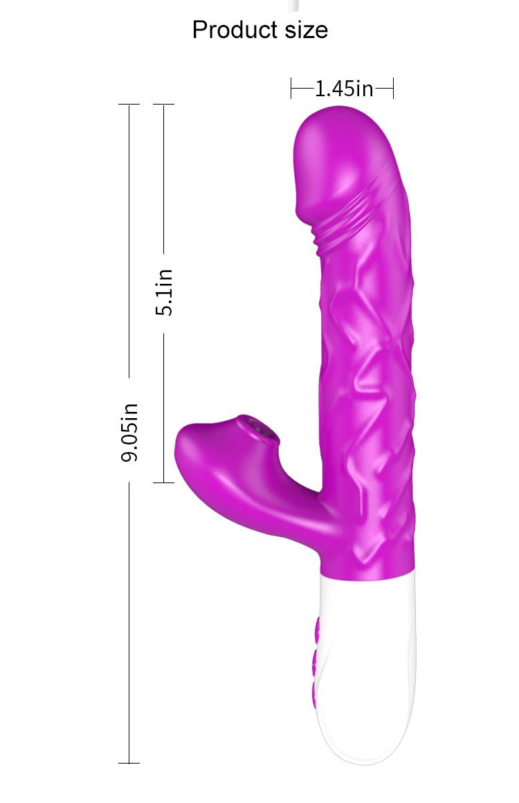 Airsucker & G-spot Vibrator - Siliconen - Op & Neer - 7 Functies - 23 cm - 3 Stoten - Verwarming - 7 Zuigfrequenties - Luxe Geschenkdoos - Paars