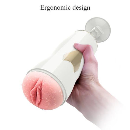 Bossoftoys - 63-00055 - Masturbator White - Vibrating Pussy Masturbator - Suction Cup - 7 Vibration modes - 28 CM / 11 Inch - Flesh
