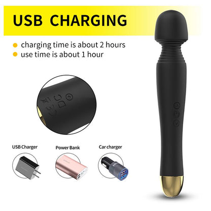 Bossoftoys - 63-00060 - Stimulator - Silicone Massager Black USB - 6 Vibrations - Mini wand