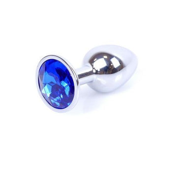 Anal Plug Zilver met Donkerblauwe Steen
