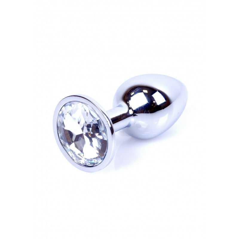 Analplug Silber mit transparentem Stein