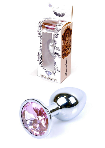 Anal Plug Zilver met Roze Steen