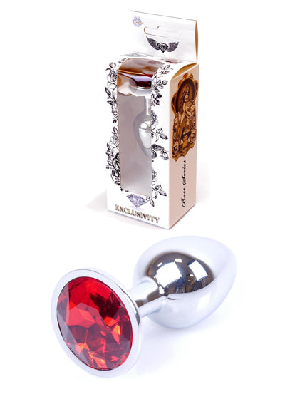 Anaalplug Zilver met Rode Steen