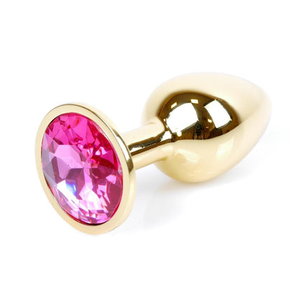 Bossoftoys - 64-00107 - Unique Colour - Rose Gold Anal Plug - Gold Plug with Pink stone - length 7 CM - Dia 2,7 CM - colour window box
