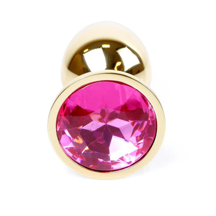 Bossoftoys - 64-00107 - Unique Colour - Rose Gold Anal Plug - Gold Plug with Pink stone - length 7 CM - Dia 2,7 CM - colour window box