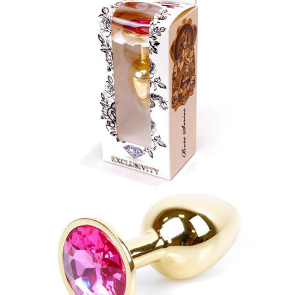 64-00017 gold plug pink stone