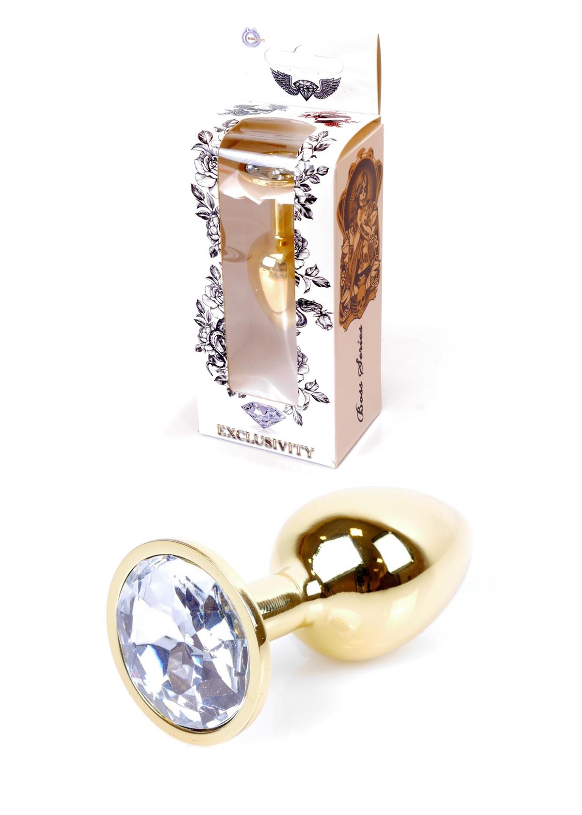 Analplug Gold mit klarem Stein