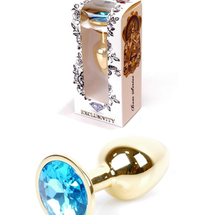 64-00022 gold plug light blue stone