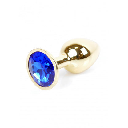 Bossoftoys - 64-00023 - Gold Plug - Anal - Dark Blue stone - length 7 cm - dia 2,7 cm - attractive colour window box