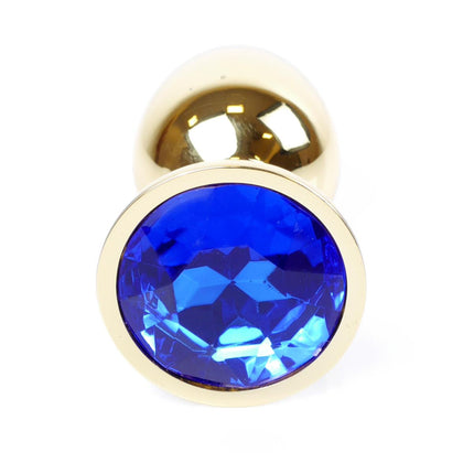 Bossoftoys - 64-00023 - Gold Plug - Anal - Dark Blue stone - length 7 cm - dia 2,7 cm - attractive colour window box