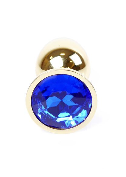 Bossoftoys - 64-00023 - Gold Plug - Anal - Dark Blue stone - length 7 cm - dia 2,7 cm - attractive colour window box