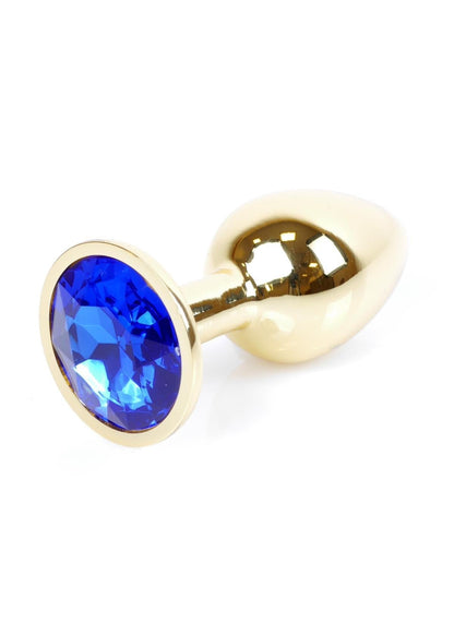 Bossoftoys - 64-00023 - Gold Plug - Anal - Dark Blue stone - length 7 cm - dia 2,7 cm - attractive colour window box