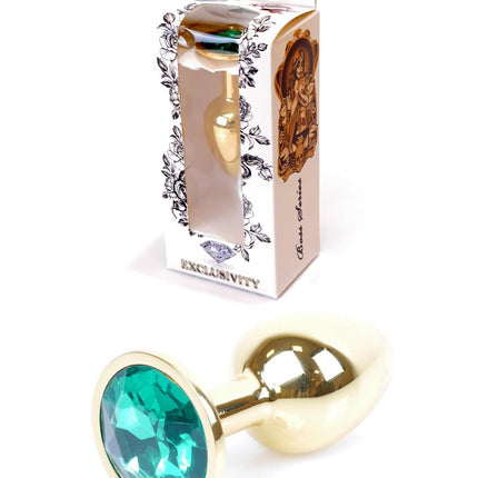 64-00024 gold plug green stone