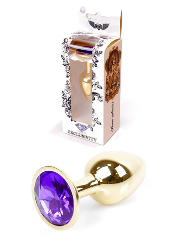 Anal Plug Goud met Paarse Steen
