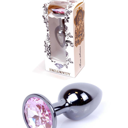 64-00027 dark silver plug rose stone