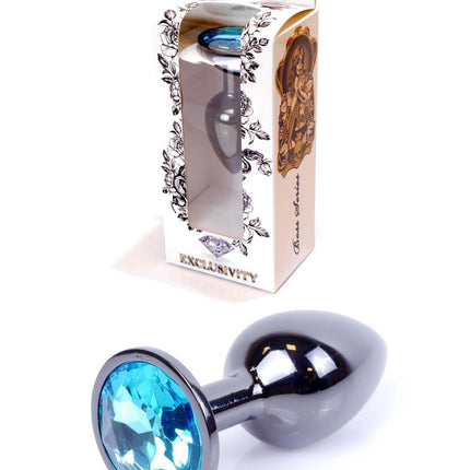 64-00031 dark silver plug light blue stone