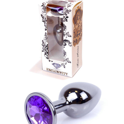 64-00034 dark silver plug purple stone