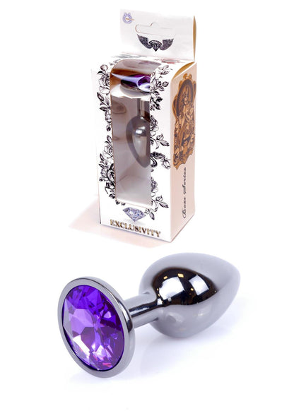64-00034 dark silver plug purple stone
