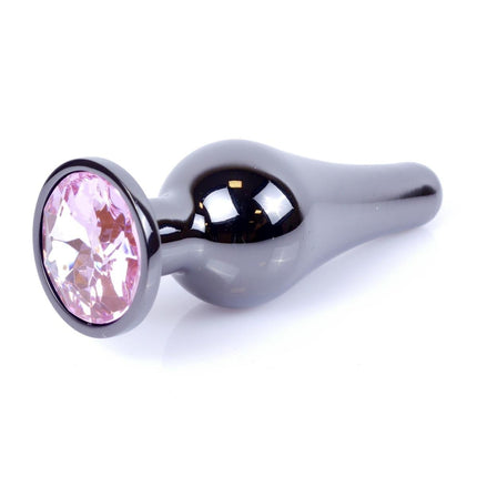 Bossoftoys - 64-00054 - Butt - Plug - Dark - Silver - Anal - Rose - length 9,5 cm - dia 3 cm - window colour box