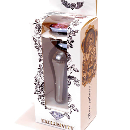 Bossoftoys - 64-00054 - Butt - Plug - Dark - Silver - Anal - Rose - length 9,5 cm - dia 3 cm - window colour box