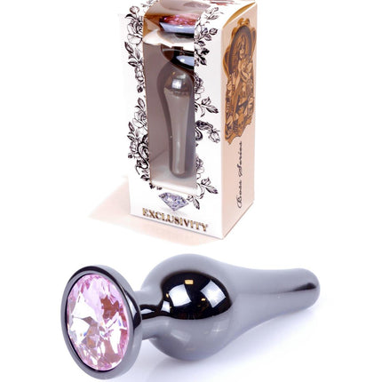 Bossoftoys - 64-00054 - Butt - Plug - Dark - Silver - Anal - Rose - length 9,5 cm - dia 3 cm - window colour box