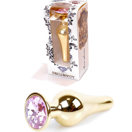 64-00063 gold buttplug with pink stone