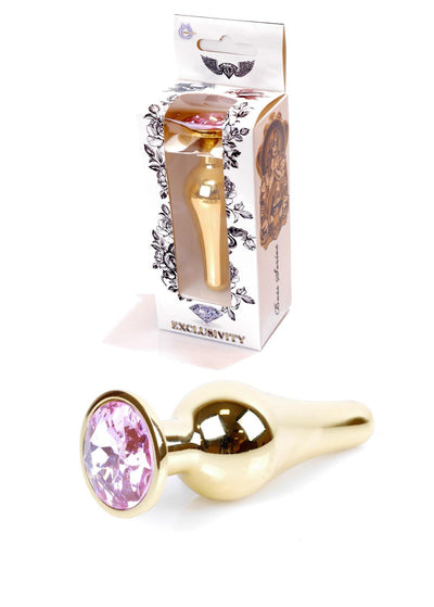 Buttplug Goud met Roze Steen - 9,5 cm
