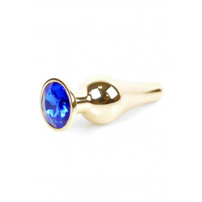 Bossoftoys - 64-00068 - Gold Butt Plug - Anal plug with dark blue stone - length 9,5 m - dia 3 cm - colour window box