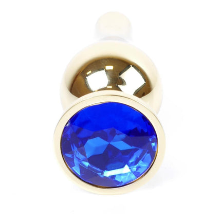 Bossoftoys - 64-00068 - Gold Butt Plug - Anal plug with dark blue stone - length 9,5 m - dia 3 cm - colour window box