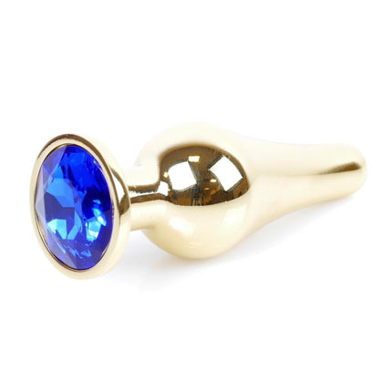 Bossoftoys - 64-00068 - Gold Butt Plug - Anal plug with dark blue stone - length 9,5 m - dia 3 cm - colour window box