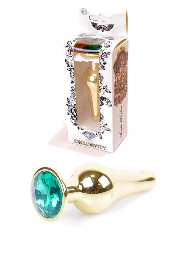 Anal Plug Goud met Groene Steen 9,5 cm