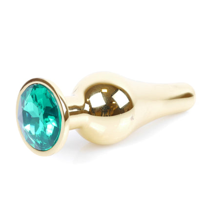 Bossoftoys - 64-00069 - Gold Butt Plug - Anal plug with green stone - length 9,5 m - dia 3 cm - colour window box