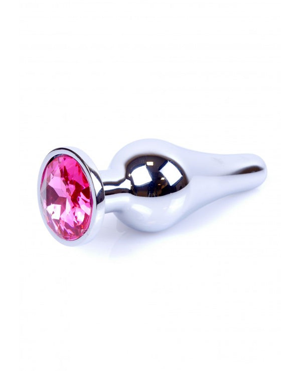 Buttplug RVS Zilver Groot met Roze Steen