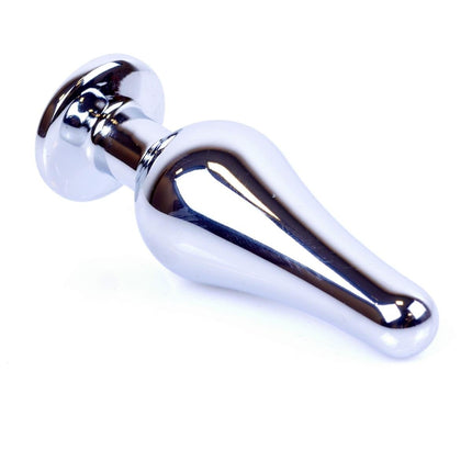 Bossoftoys - 64-00078 - Silver big Butt Plug - anal plug with green stone - length 9 cm - dia 2,9 cm - colour window box